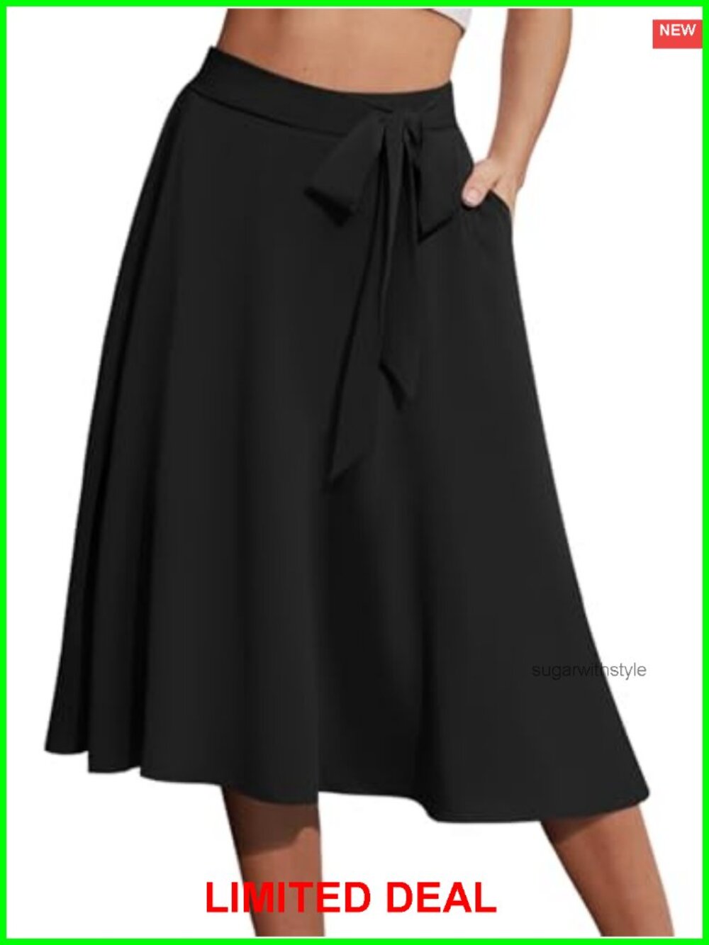 Women's A-Line Midi Skirt with Pockets Below The Knee Skirts S-2XL